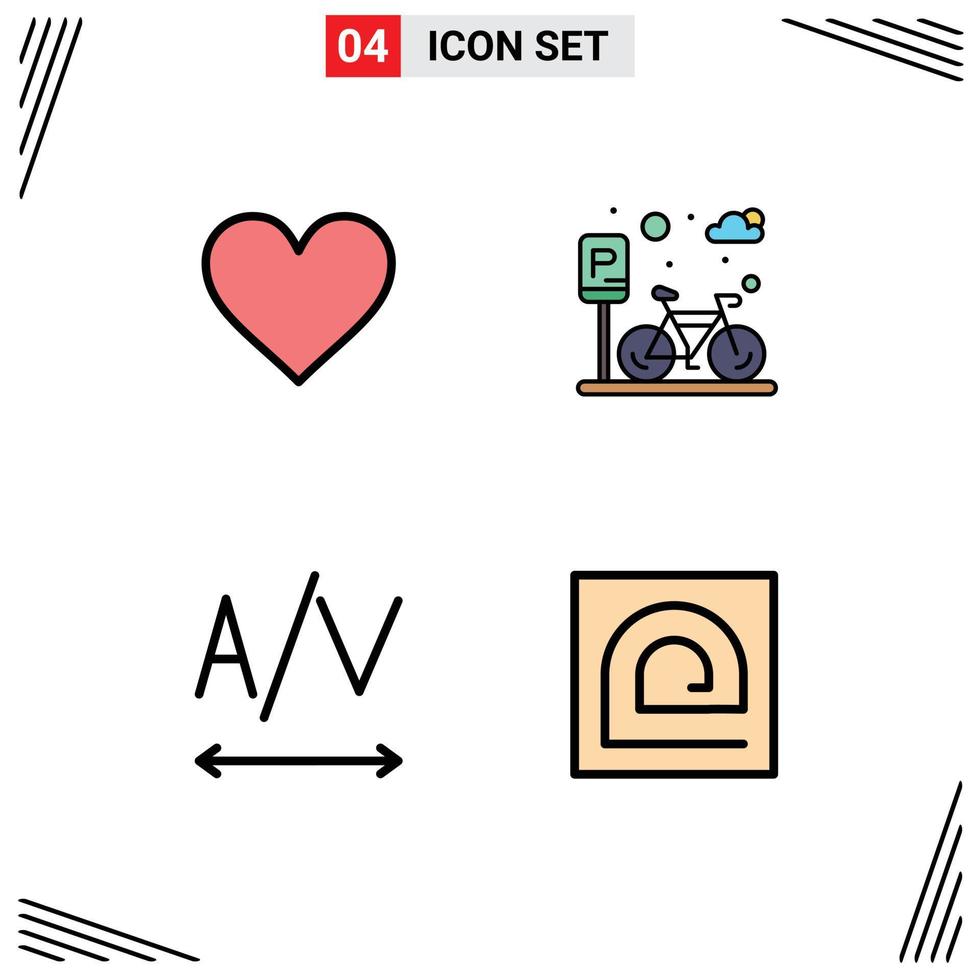 pacote de ícones vetoriais de estoque de 4 sinais e símbolos de linha para rastreamento de amor, como elementos de design vetorial editáveis de dedo de estacionamento vetor