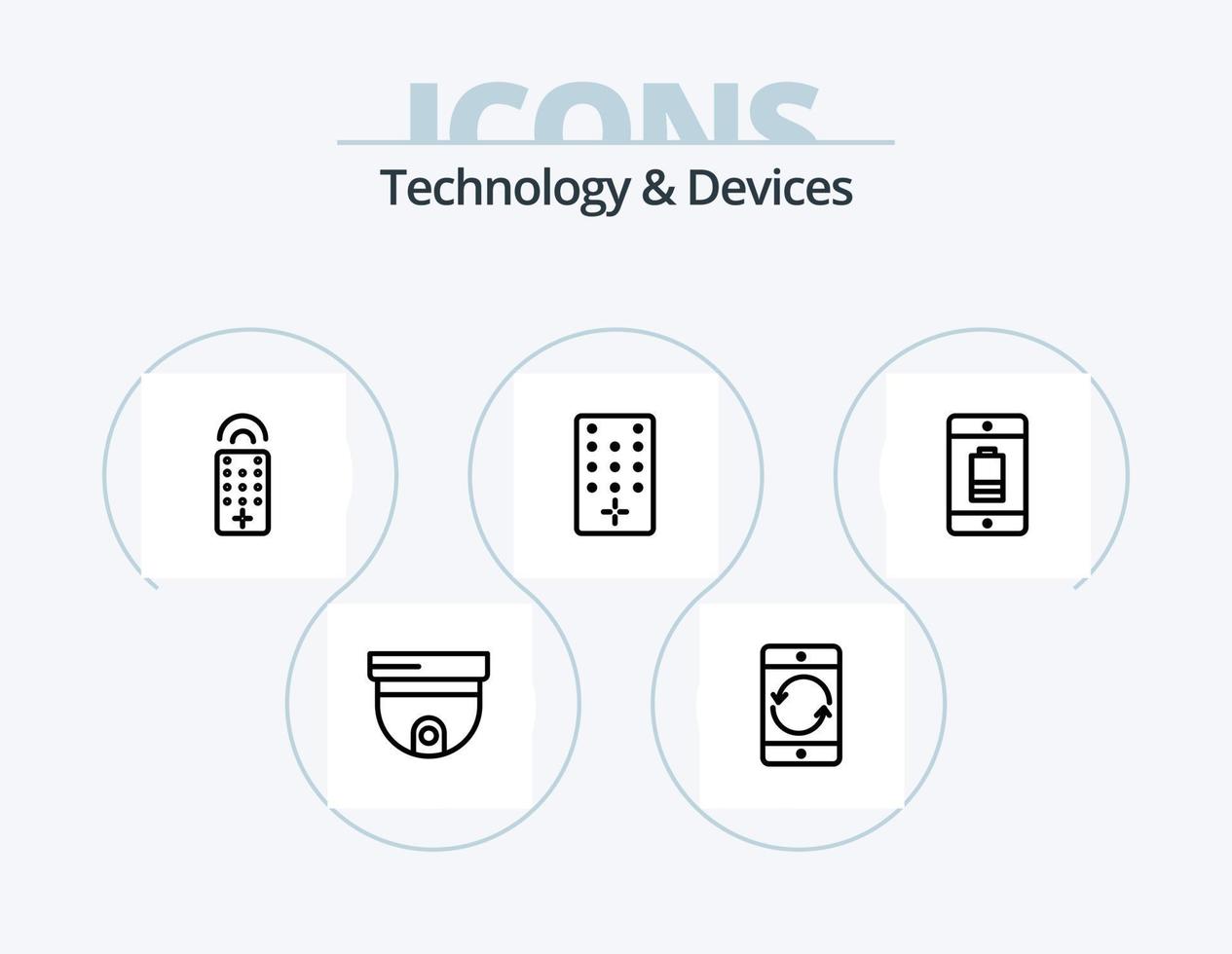 design de ícone do pacote de 5 ícones de linha de dispositivos. . game Boy. . controlo remoto vetor