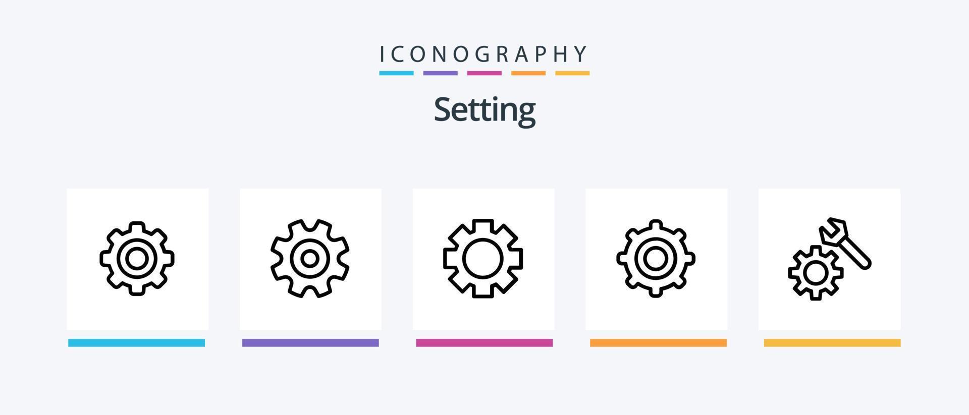 definindo o pacote de ícones da linha 5, incluindo a roda. engrenagem. universal. roda. engrenagem. design de ícones criativos vetor