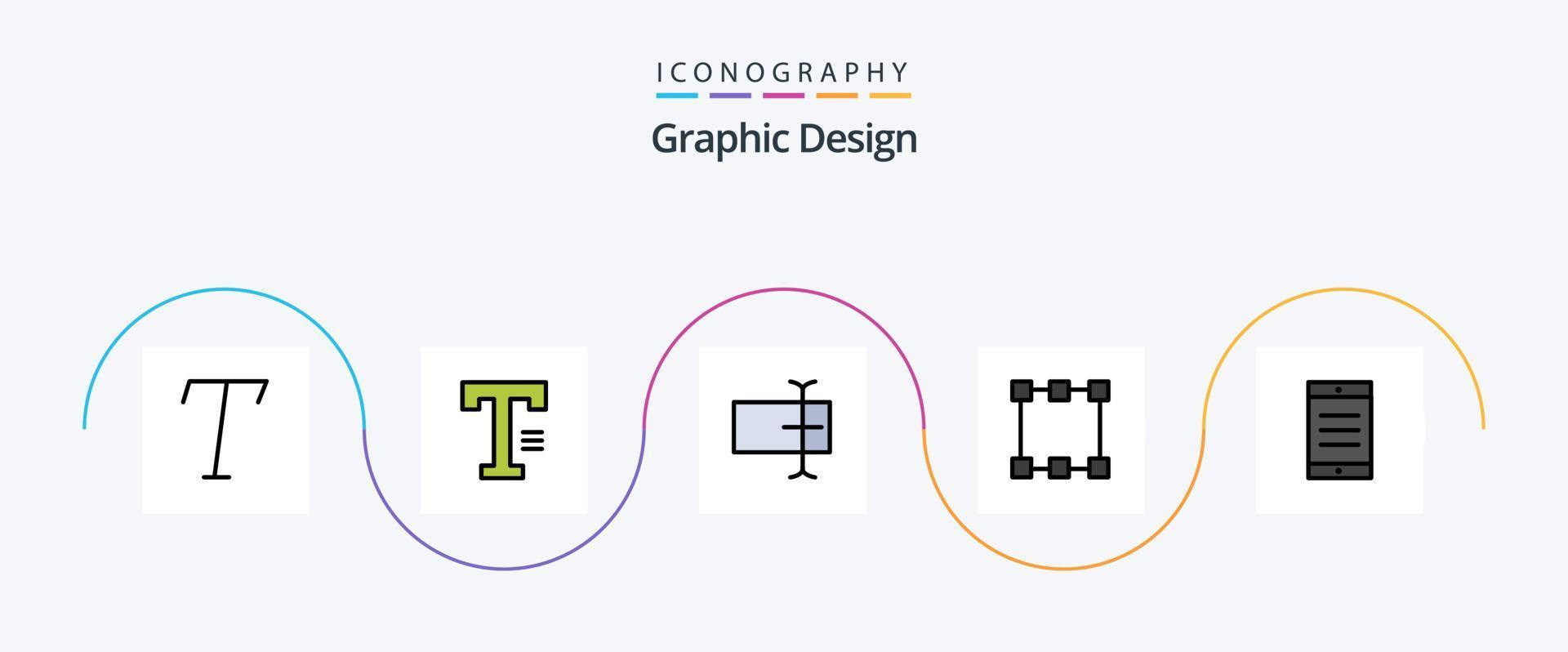 linha de design preenchida com 5 ícones planos, incluindo . entrada. texto. Móvel vetor