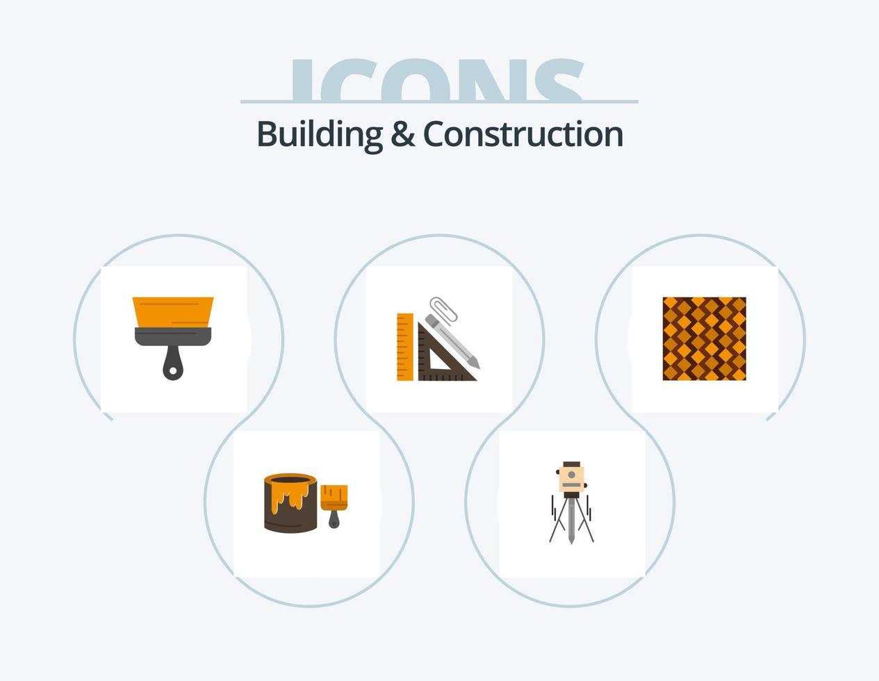 construção e construção de ícones planos pack 5 design de ícones. régua. lápis. ferramenta. construção. ferramenta vetor