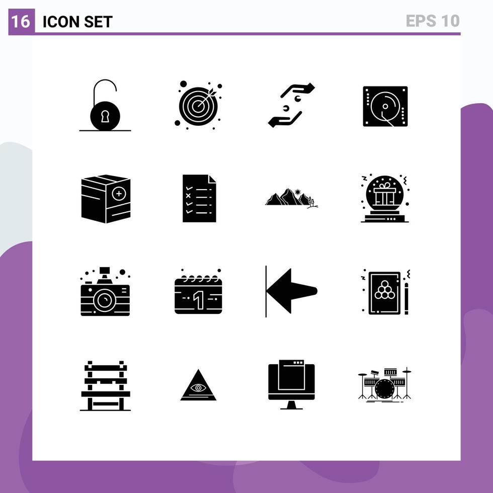 conjunto de 16 sinais de símbolos de ícones de interface do usuário modernos para comércio adicionar elementos de design de vetores editáveis de celebração de festa de mãos
