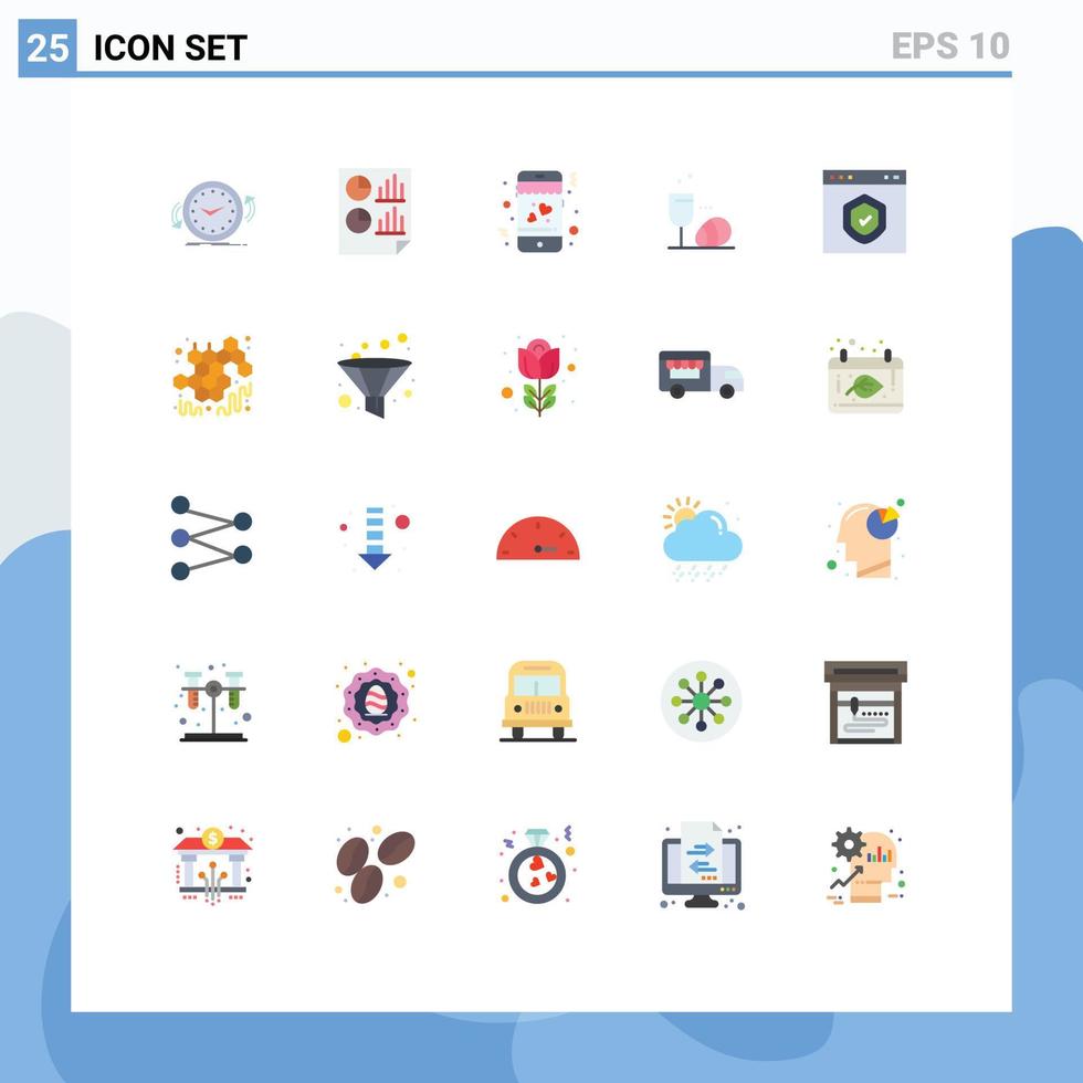 pacote de interface do usuário de 25 cores planas básicas do ovo de página de páscoa do navegador elementos de design de vetores editáveis móveis