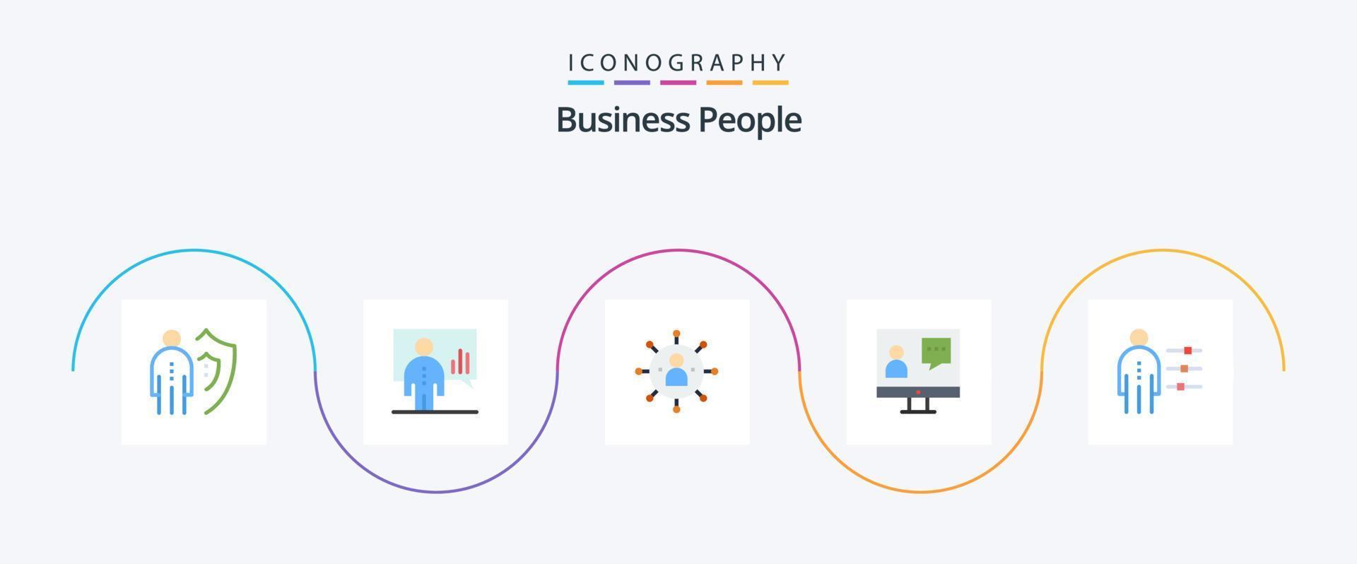 pessoas de negócios flat 5 icon pack incluindo cliente. comunicação. cara. compartilhar. pessoas vetor