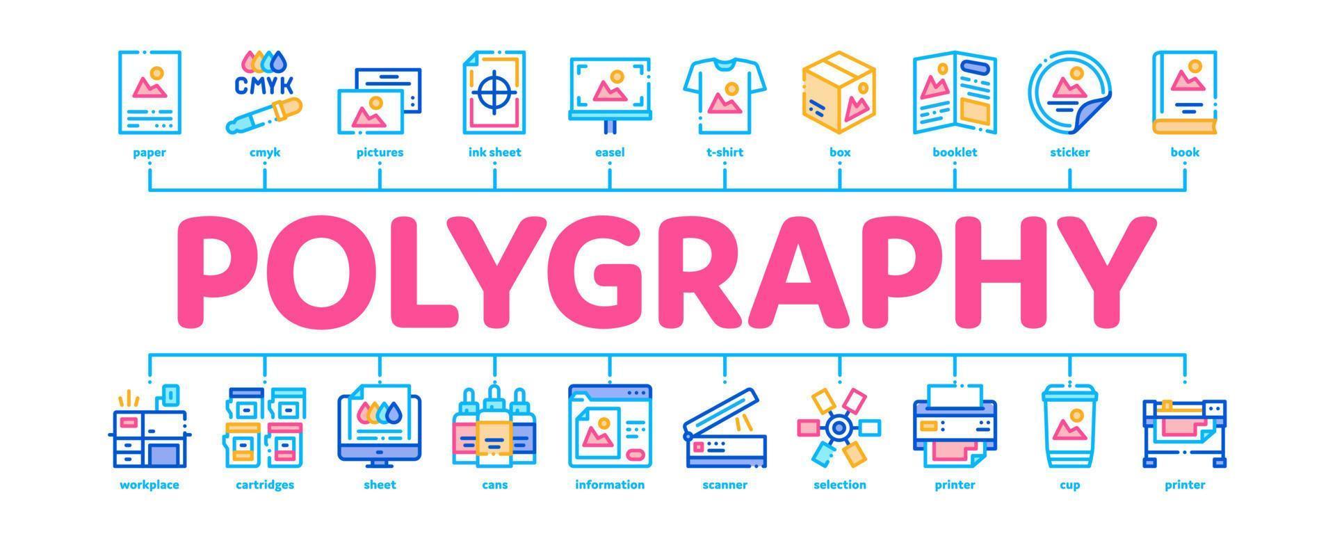 serviço de impressão de poligrafia vetor de banner infográfico mínimo
