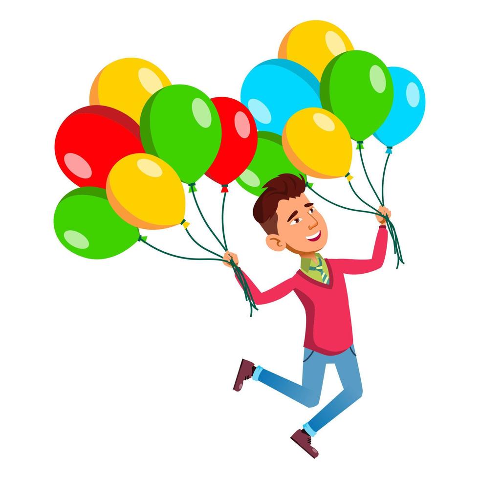 menino de escola com vetor de balão de ar