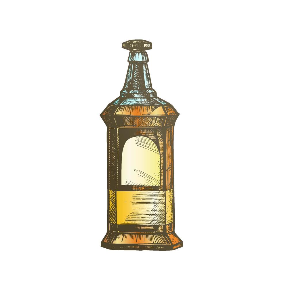 vetor de garrafa de bebida de uísque vintage retangular de cor