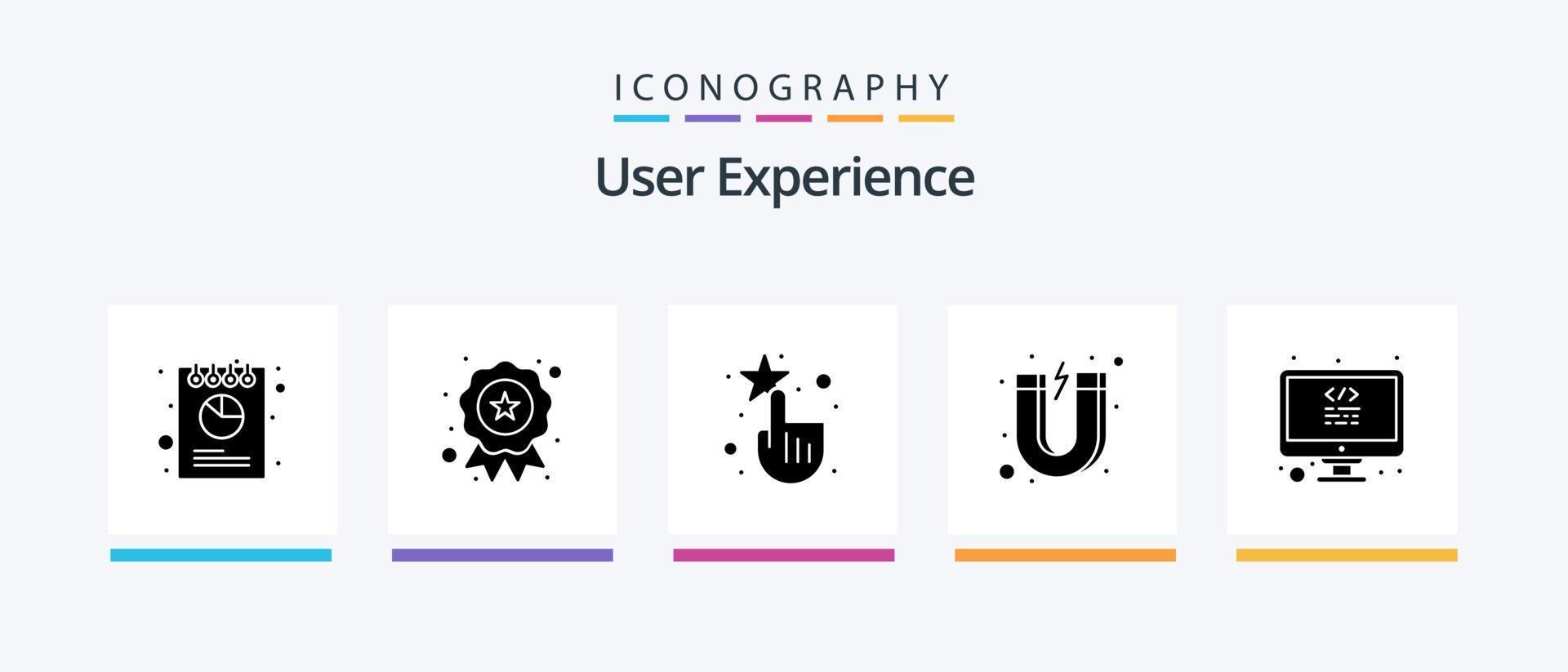 experiência do usuário pacote de ícones glyph 5 incluindo programação. codificação. interativo. magnético. atração. design de ícones criativos vetor