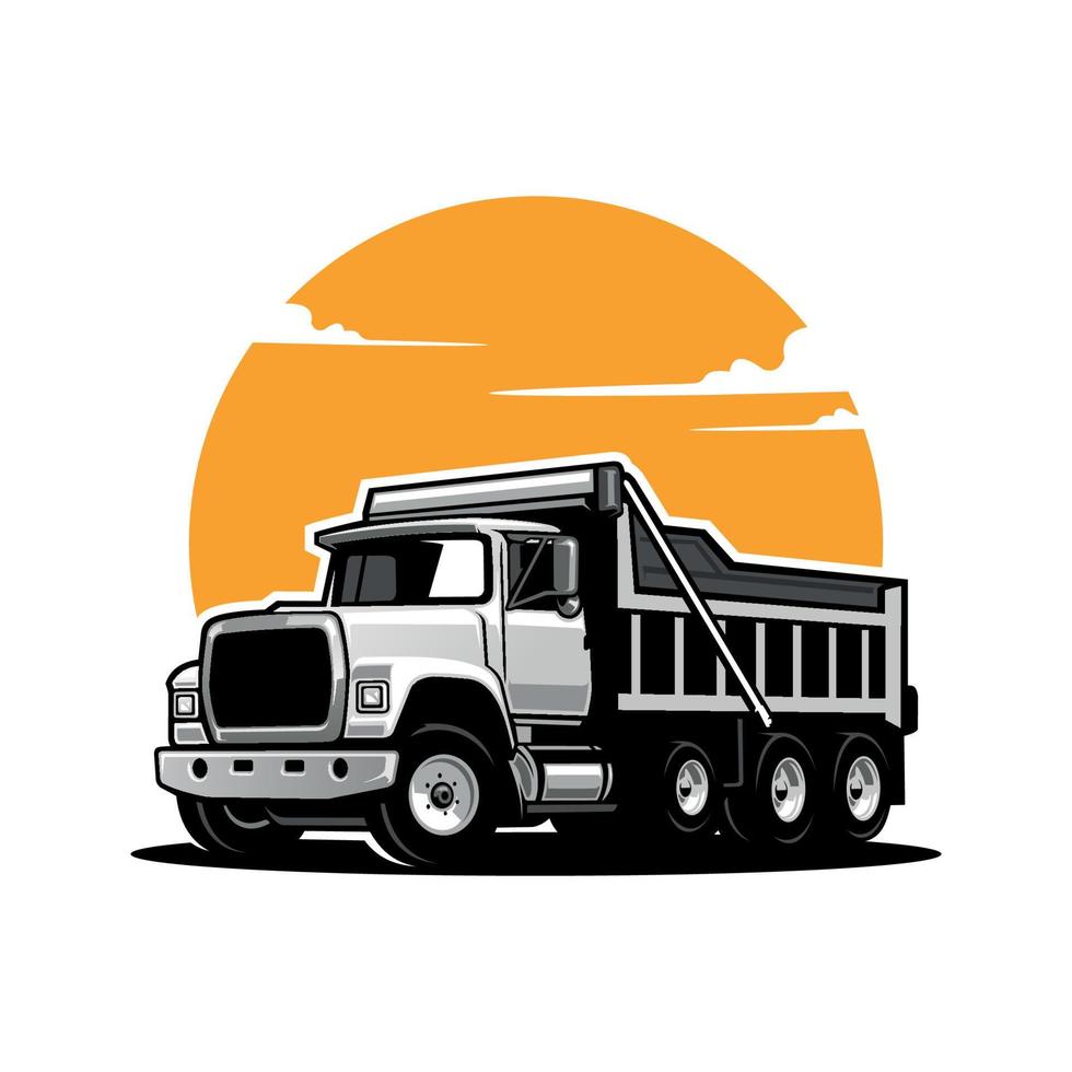 vetor de ilustração de caminhão basculante de caminhão basculante