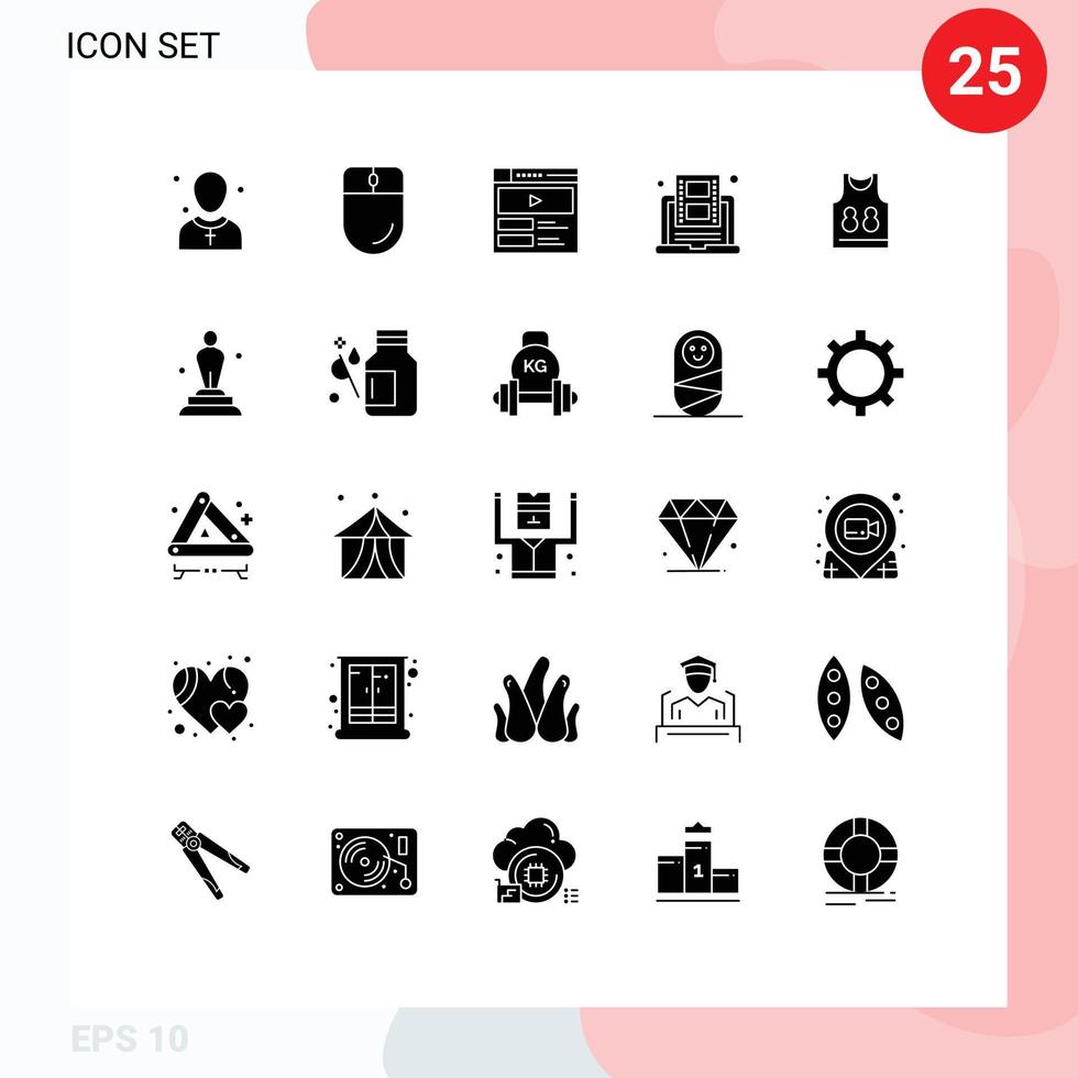 25 ícones criativos sinais e símbolos modernos do site de aprendizado do mouse online do youtube elementos de design vetorial editáveis vetor