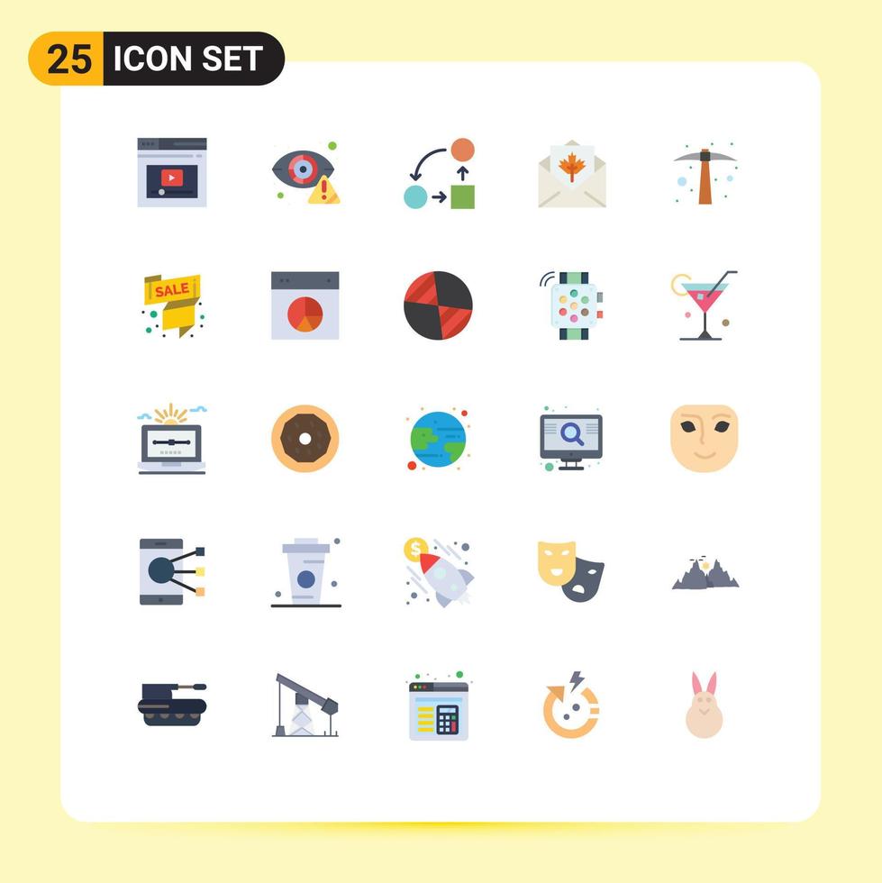 grupo de símbolos de ícone universal de 25 cores planas modernas de cartão de saudações planejamento de tática de olho elementos de design de vetores editáveis
