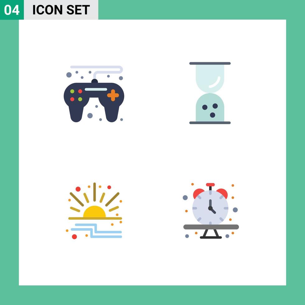 conjunto de 4 sinais de símbolos de ícones de interface do usuário modernos para controlador de jogo, preço, relógio comercial, elementos de design de vetores editáveis
