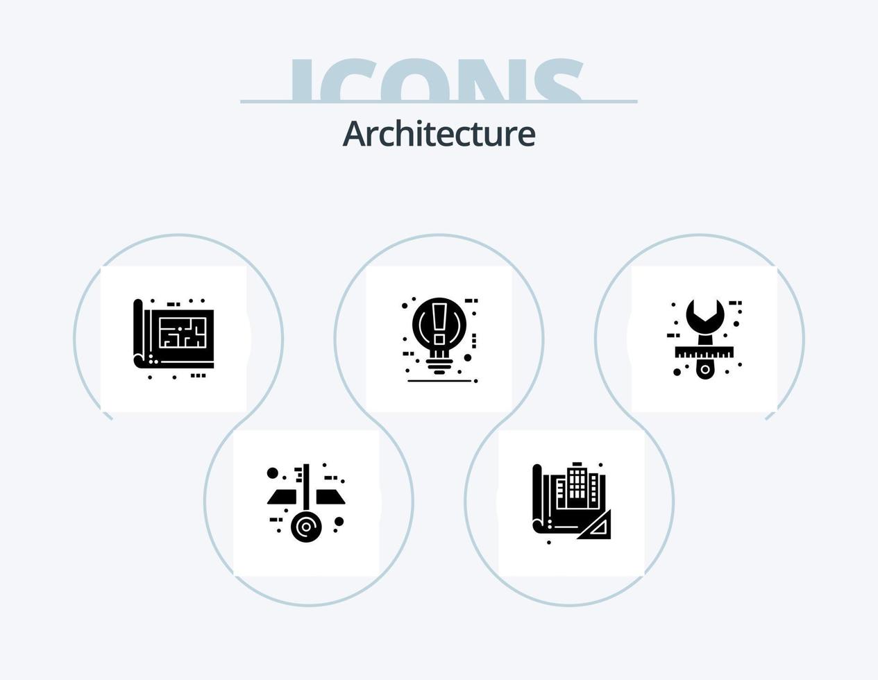 pacote de ícones de glifo de arquitetura 5 design de ícones. pausa. claro. azul. idéia. imprimir vetor