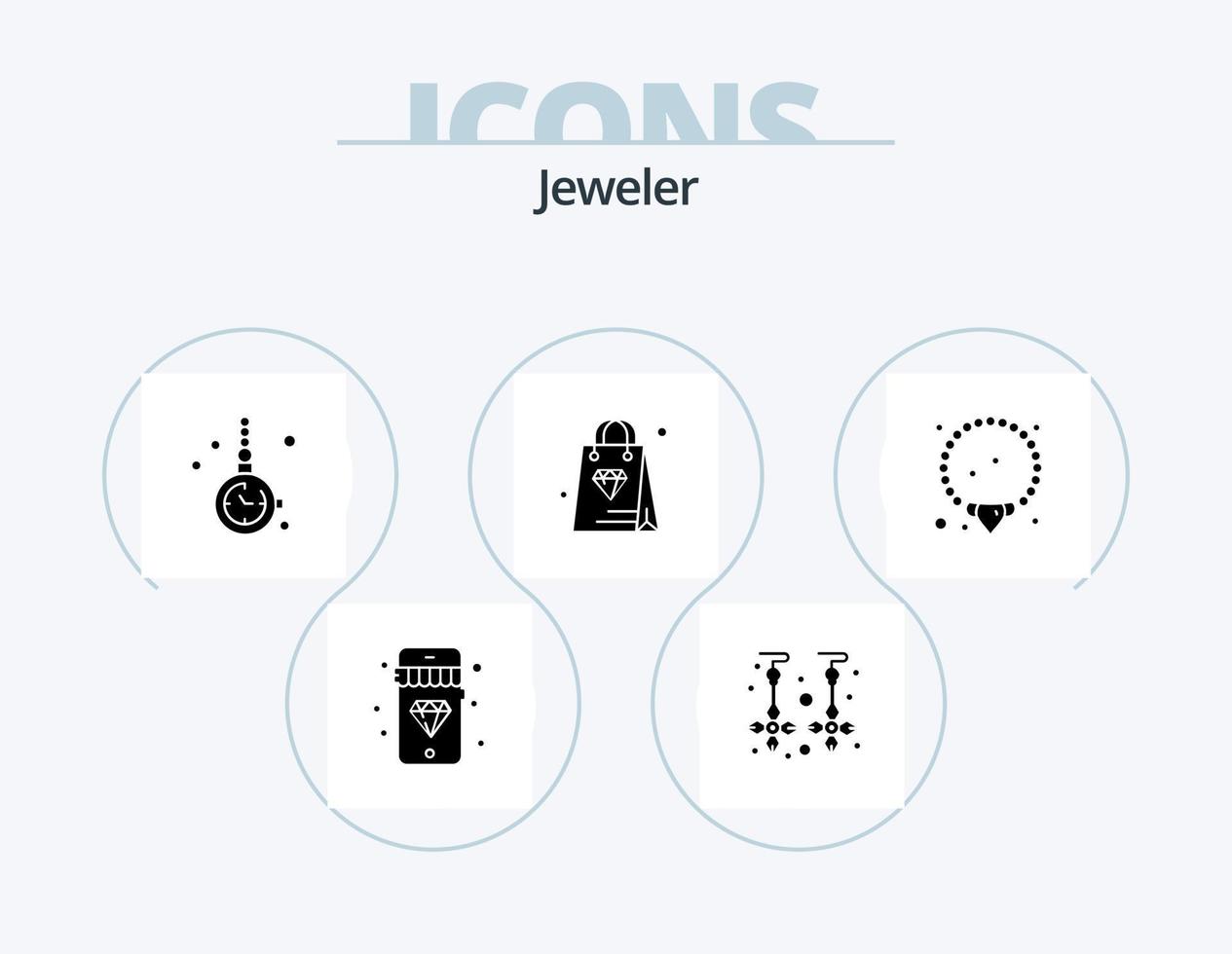 pacote de ícones de glifos de joias 5 design de ícones. mala. pulseira. acessório. diamante. Shopping vetor