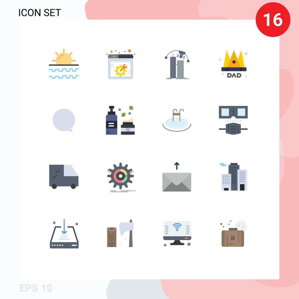 16 ícones criativos sinais e símbolos modernos do pacote editável de satélites da coroa do imperador da página da web do rei imperador de elementos de design de vetores criativos
