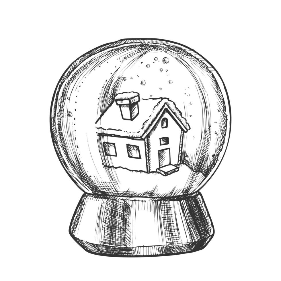globo de neve com vetor vintage de lembrança de casa