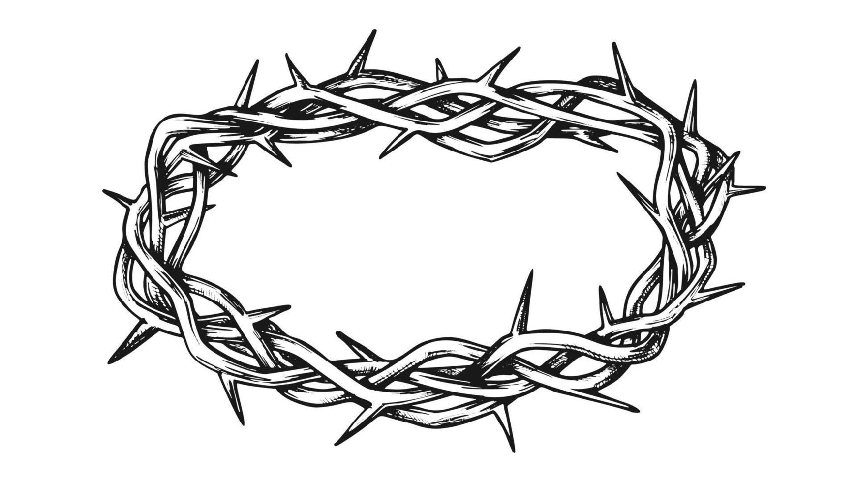 coroa de espinhos vetor monocromático de jesus cristo