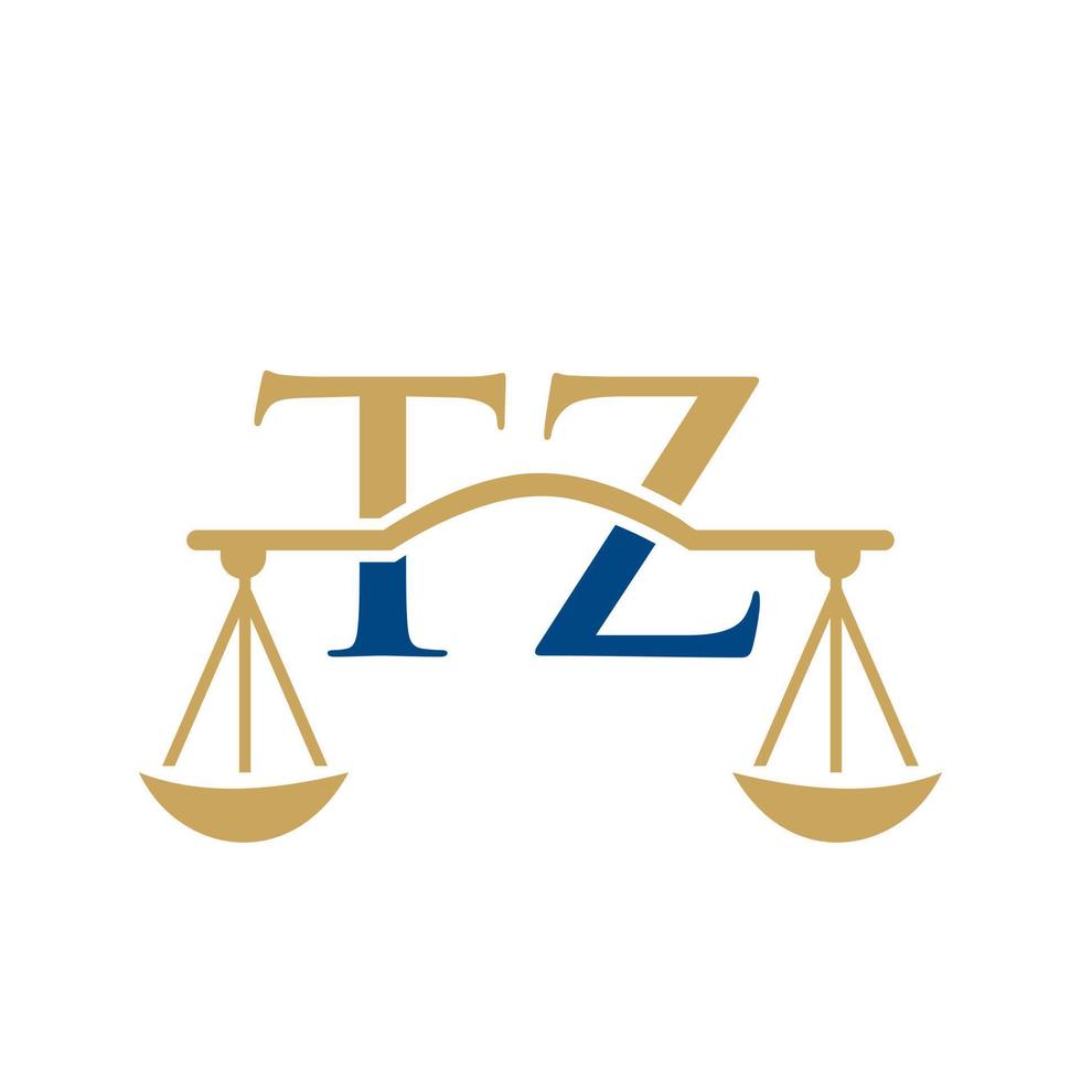 design de logotipo de letra tz de escritório de advocacia. sinal de advogado vetor
