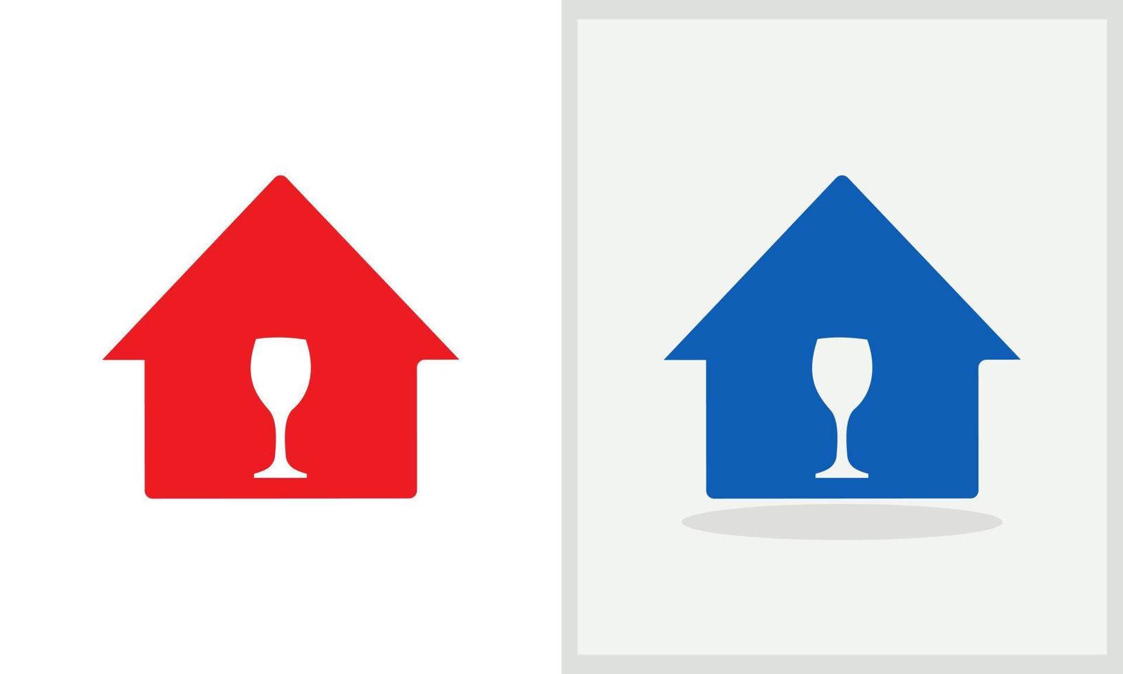 design de logotipo de casa de bebida. logotipo em casa com vetor de conceito de copo de vinho. copo de vinho e design de logotipo para casa