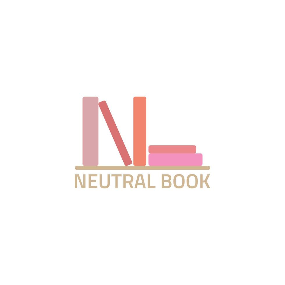 logotipo de prateleira e livros semelhante à letra n. vetor