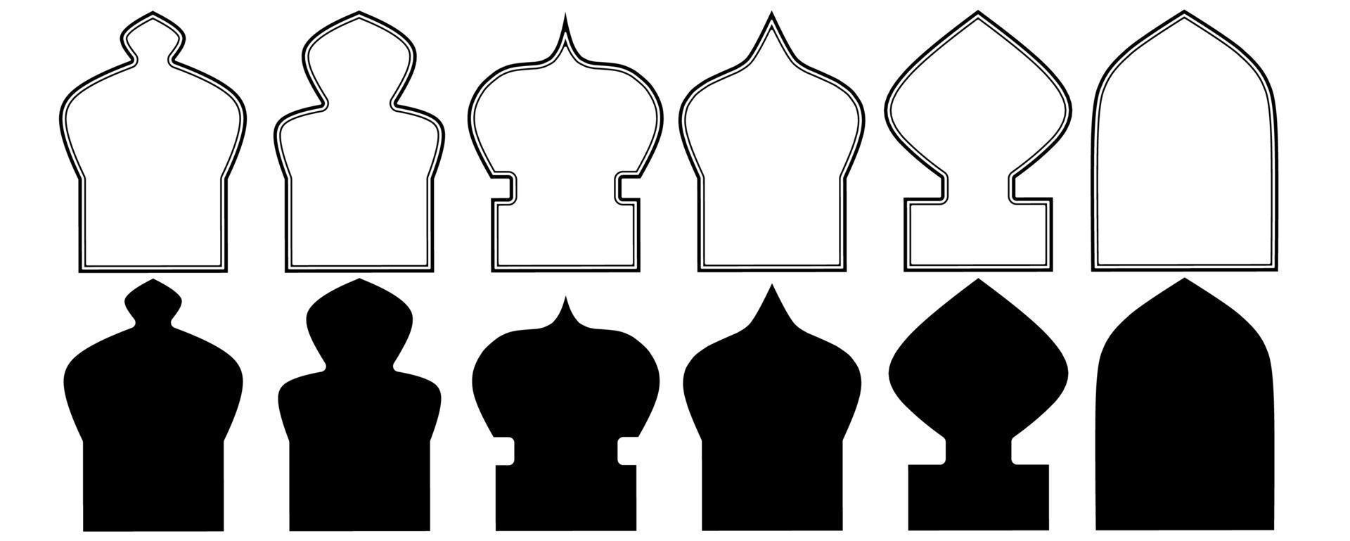 conjunto de ícones de janelas árabes isolado no fundo branco vetor