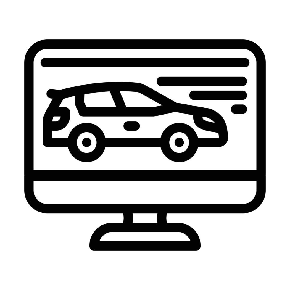 diagnóstico de computador de ilustração vetorial de ícone de linha de carros vetor