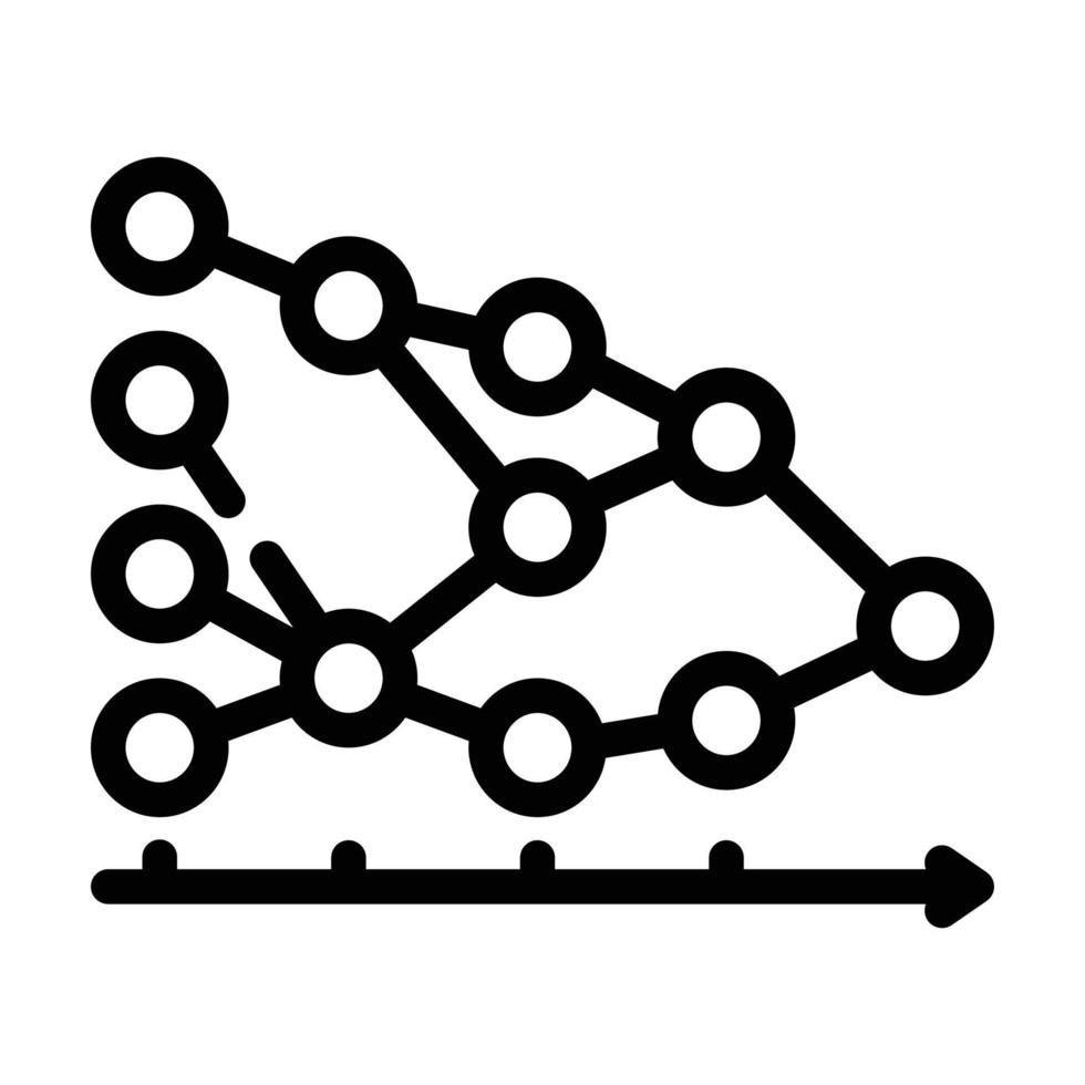 ilustração em vetor de ícone de linha de ciência de dados de algoritmo