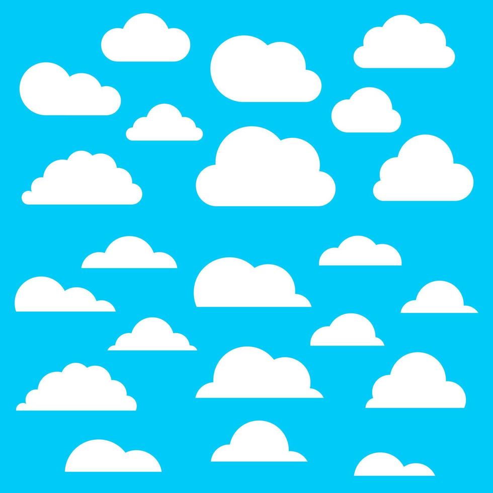 coleção de nuvens sobre um fundo azul. uma ilustração vetorial vetor