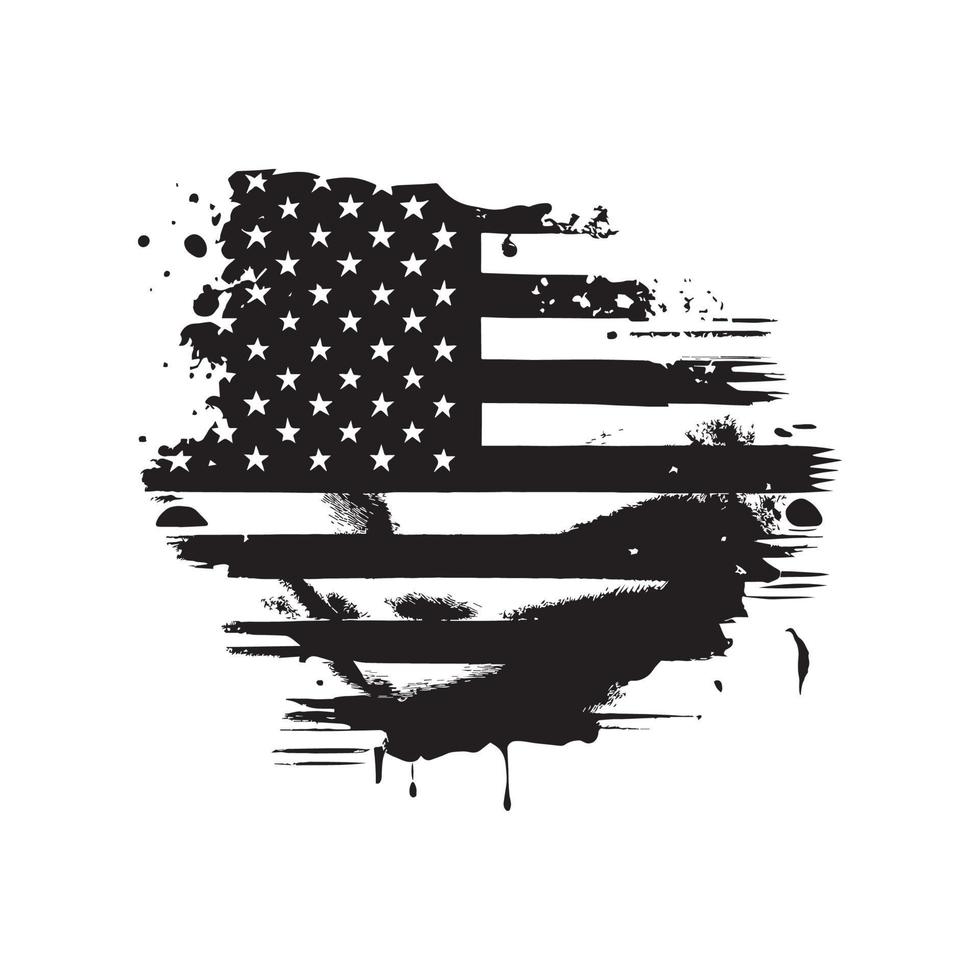 bandeira abstrata realista preto e branco da américa, dia da independência do país, tradições nacionais - vetor