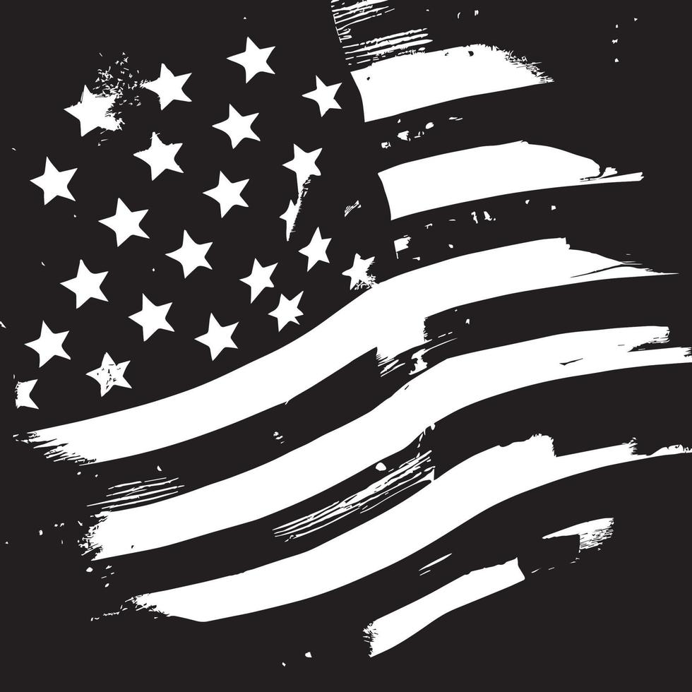 bandeira abstrata realista preto e branco da américa, dia da independência do país, tradições nacionais - vetor