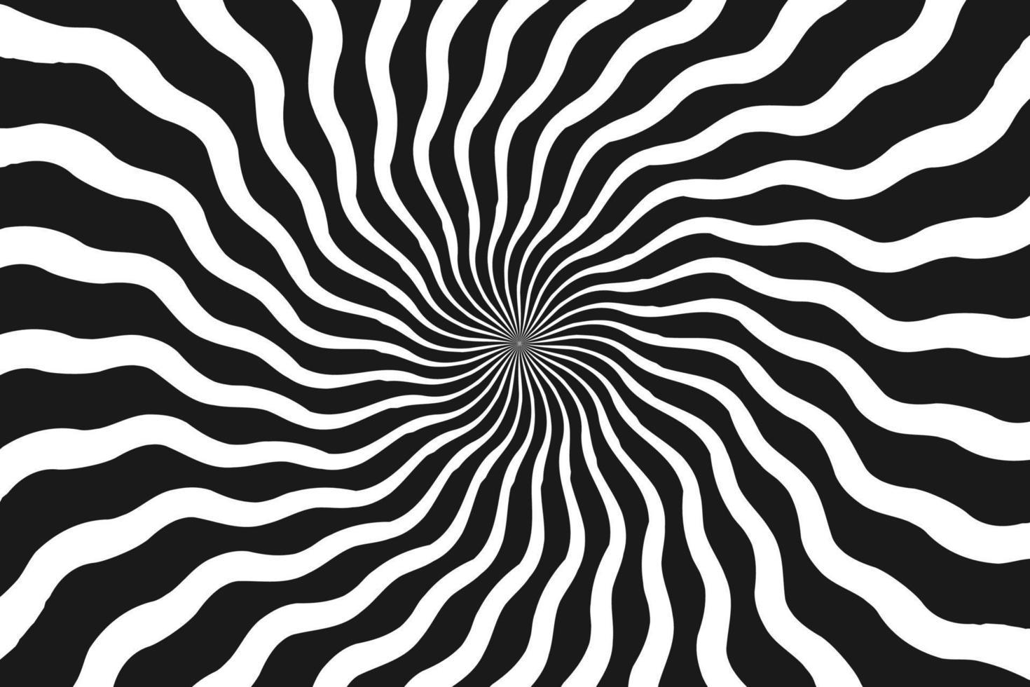 fundo abstrato de ilusão de ótica psicodélica branca e preta com raios, ilustração vetorial vetor