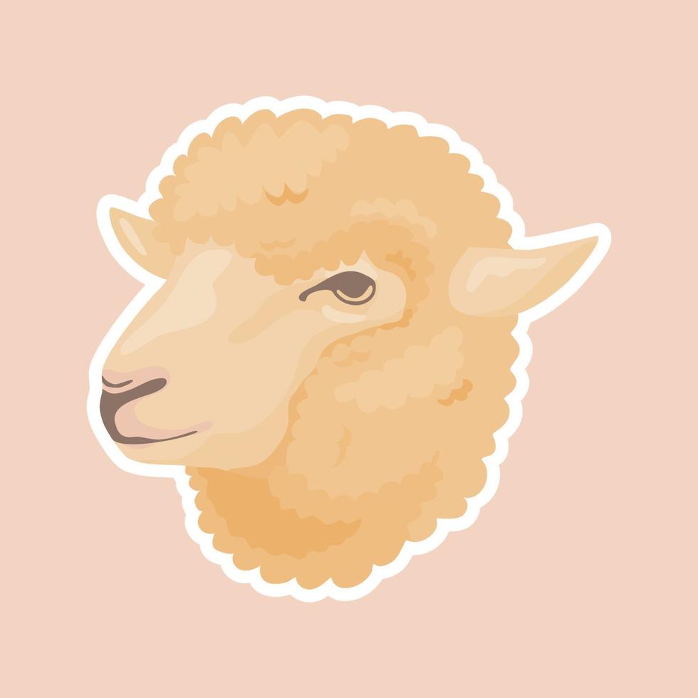 uma ilustração em close da cabeça de uma ovelha imagem de uma cabeça de ovelha criada usando uma técnica desenhada à mão vetor