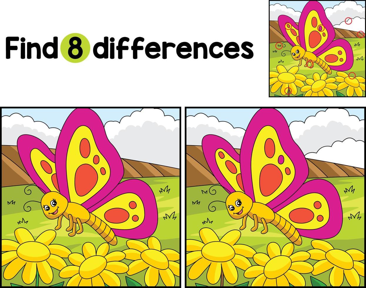 fazenda de borboletas encontre as diferenças vetor
