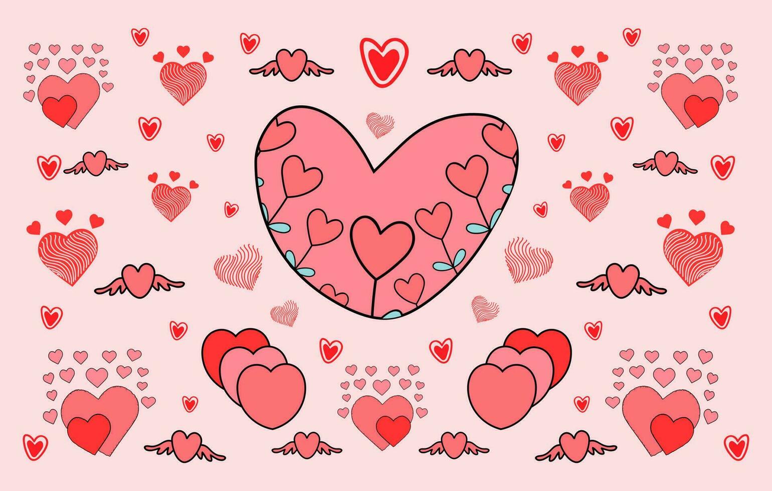 pacote de vetores de amor grátis, conjunto de ilustração de amor, elemento decorativo de amor, clipart de coração de amor