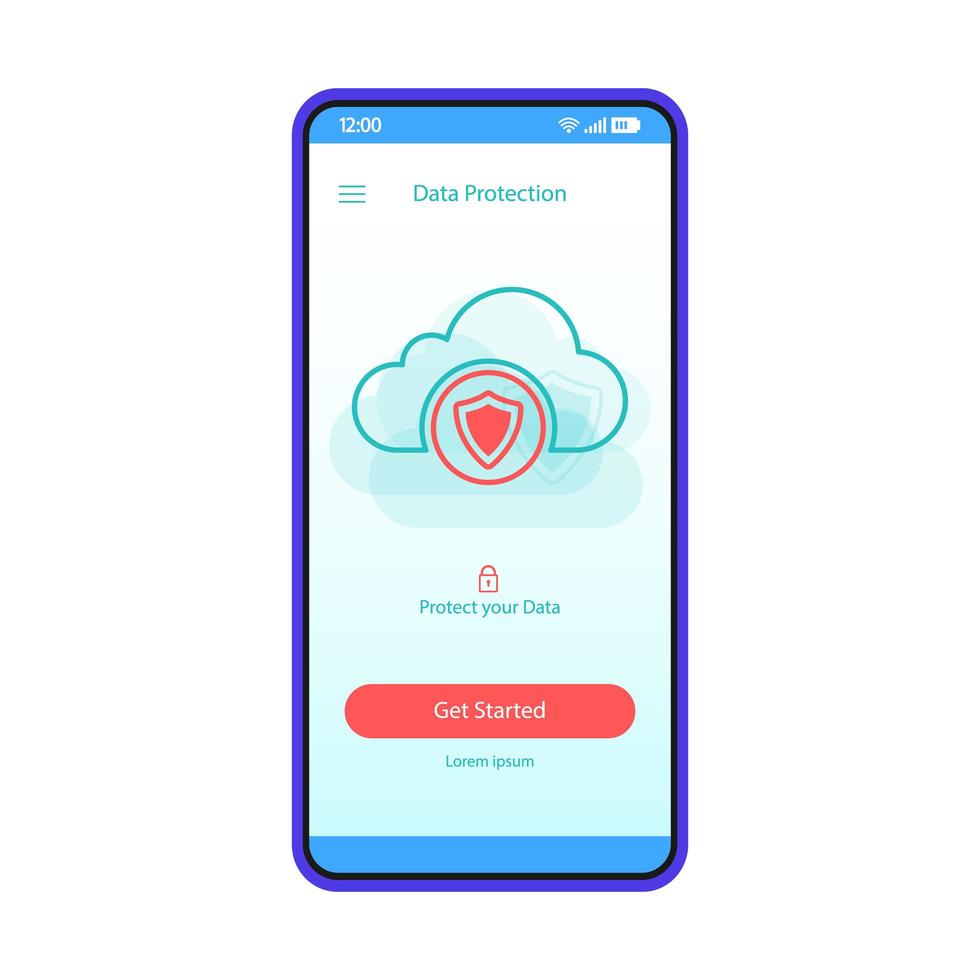 interface de smartphone de proteção de dados vetor