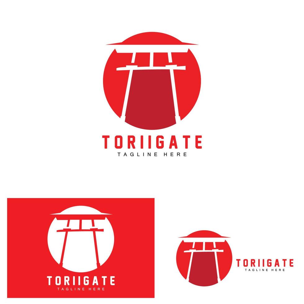 logotipo do portão torii, vetor de ícone do portão da história japonesa, ilustração chinesa, modelo de marca da empresa de design de madeira