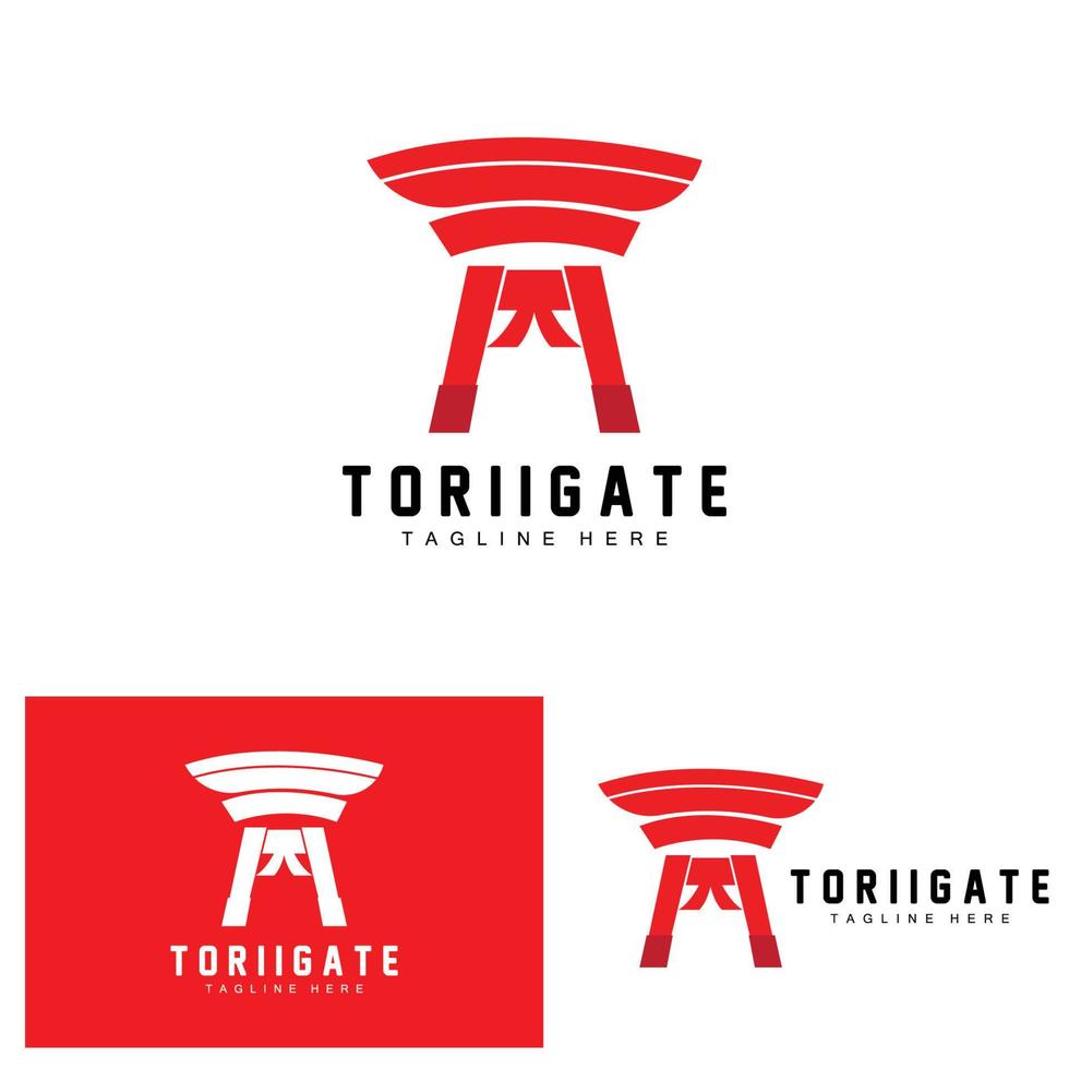 logotipo do portão torii, vetor de ícone do portão da história japonesa, ilustração chinesa, modelo de marca da empresa de design de madeira