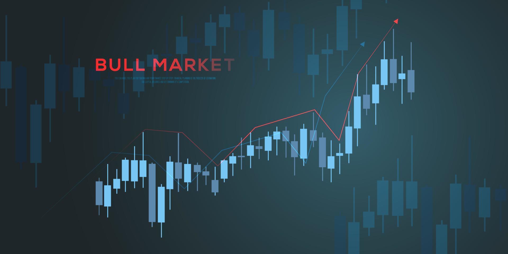 velas de cor azul bastão de gráfico de negociação, gráfico de barras, tendência do mercado de ações touro e design de conceito de comércio técnico forex para investimento financeiro, gráfico de tendências econômicas. vetor