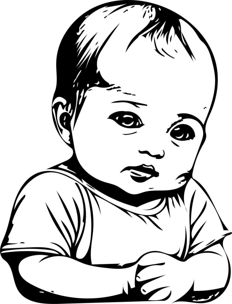 ilustrações de arte de linha de bebê fofas e simples vetor