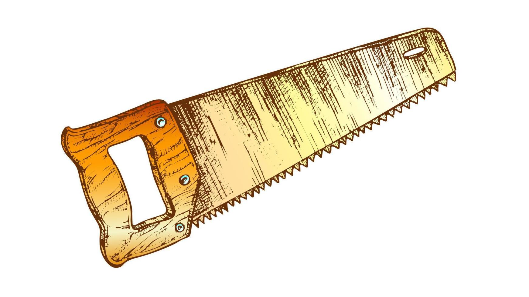 vetor de closeup de instrumento de carpinteiro de serra de mão colorida