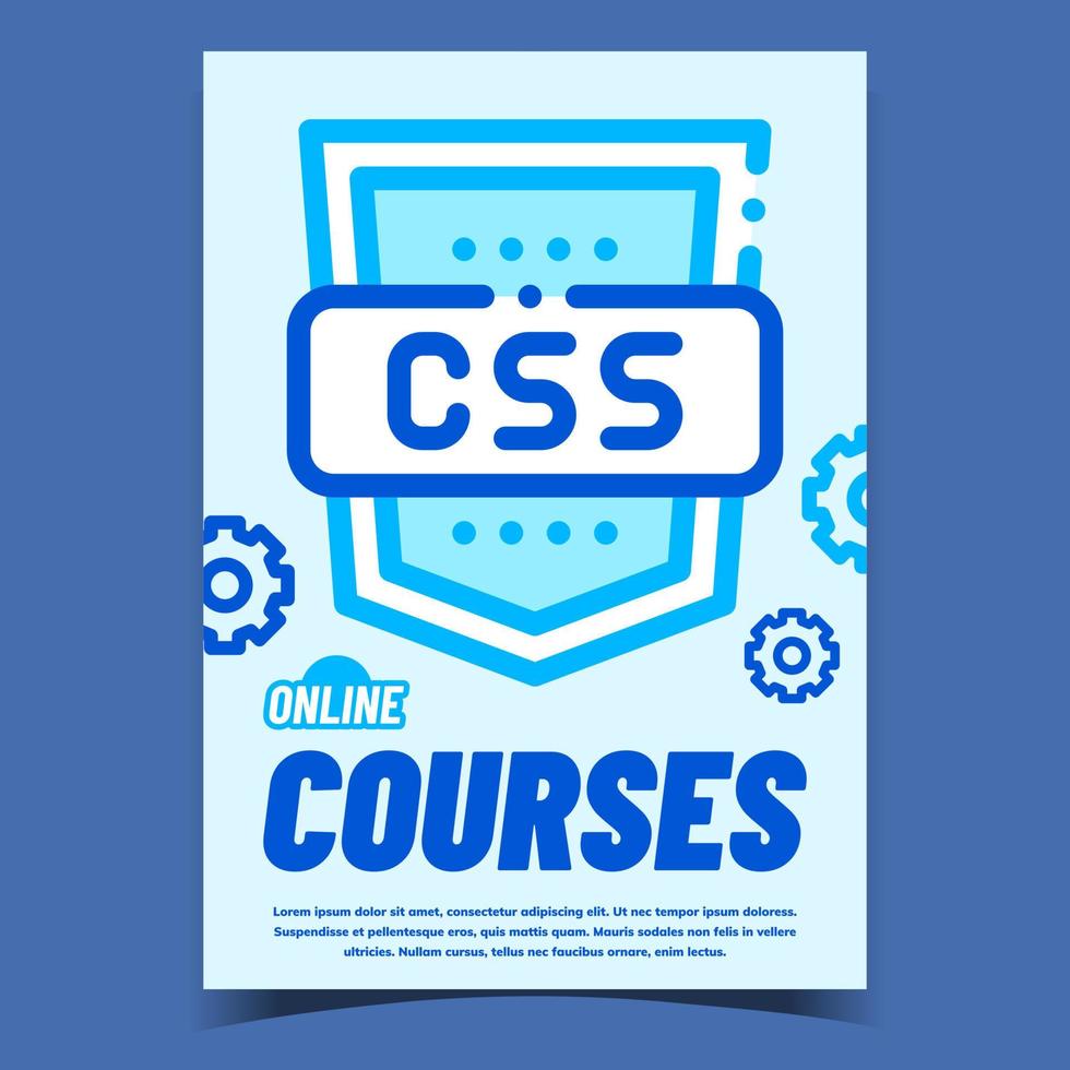 cursos on-line css vetor de banner de propaganda brilhante