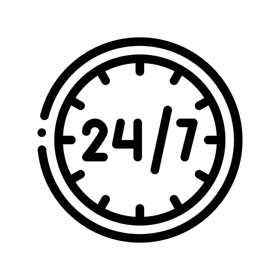 ícone de linha fina do vetor de serviço vinte e quatro e sete
