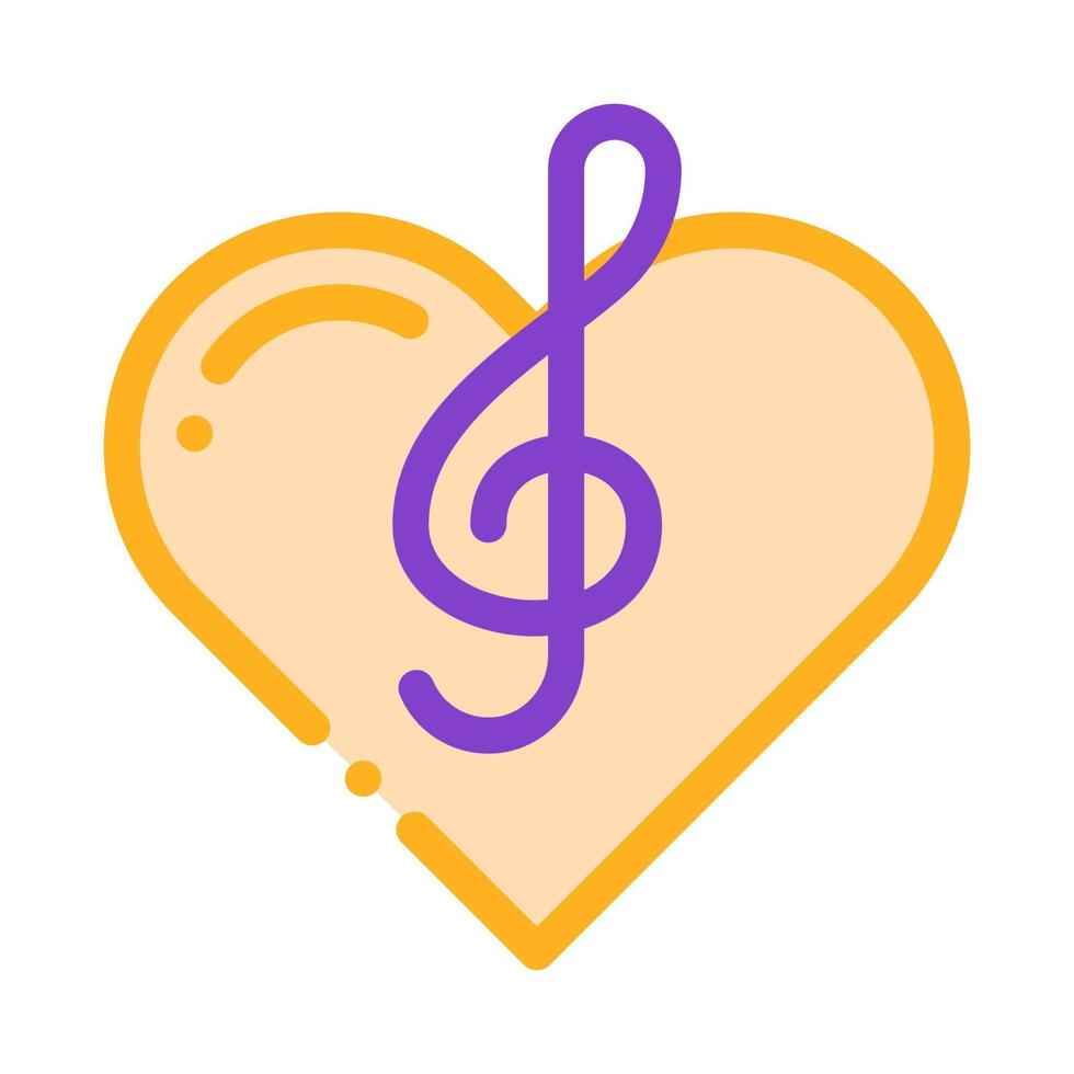 clave de sol e ícone de vetor de elemento de música de coração
