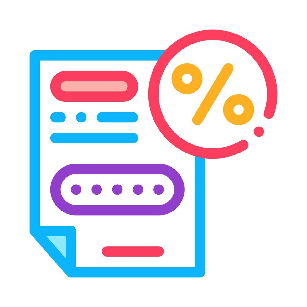ilustração de contorno vetorial de ícone de documento de porcentagem de bônus vetor