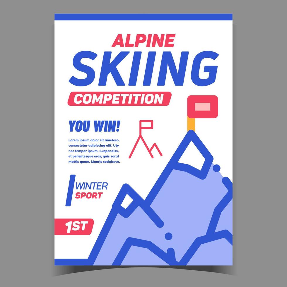 vetor de banner criativo de competição de esqui alpino