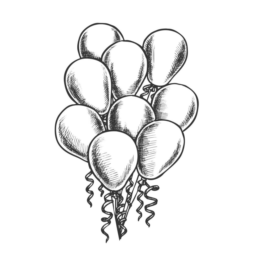 pilha de balões decorado vetor retrô de fita encaracolada