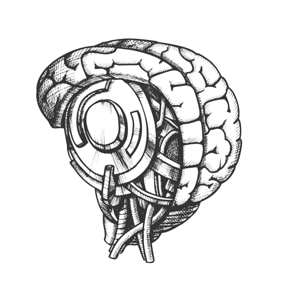 vetor monocromático de cérebro robótico de alta tecnologia