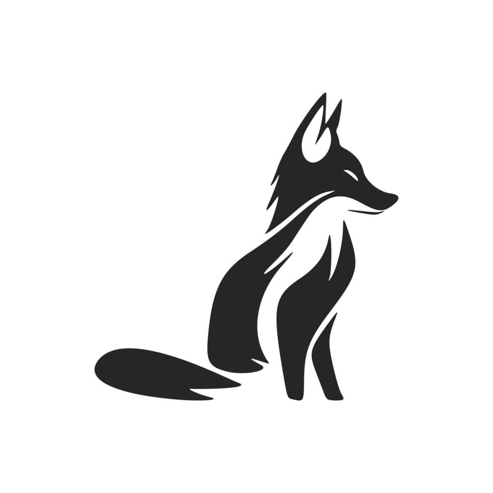 logotipo vetorial monocromático com a imagem de uma cabeça de raposa. vetor
