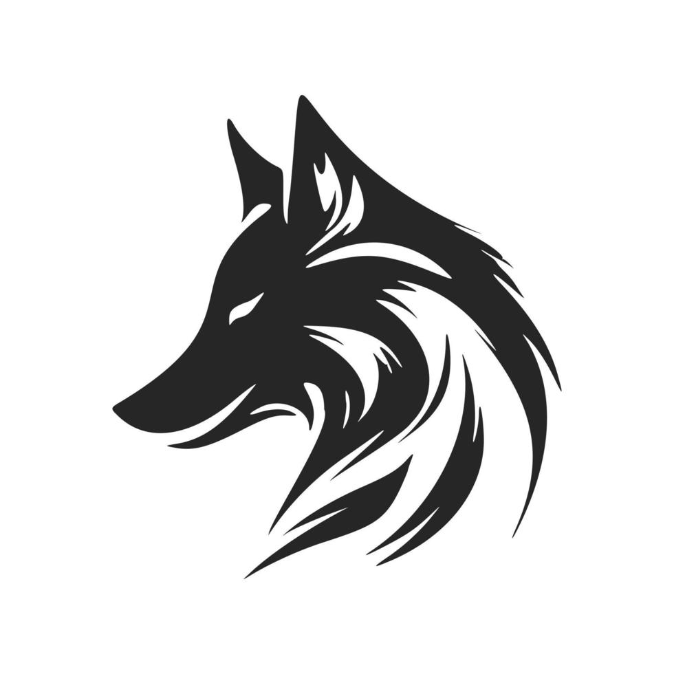 logotipo vetorial preto e branco minimalista com a imagem de uma raposa. vetor