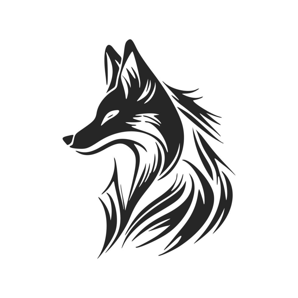 logotipo vetorial preto e branco minimalista com a imagem de uma raposa. vetor
